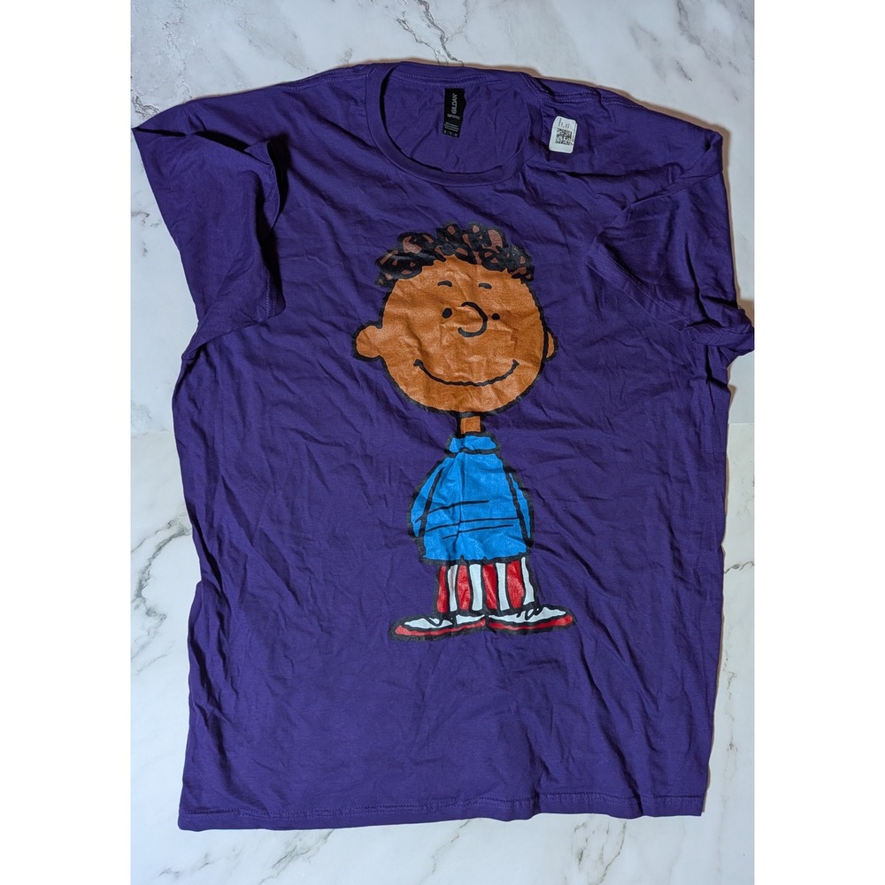 Softstyle Peanuts Franklin Graphic T-Shirt Purple Mens XL Short Sleeve